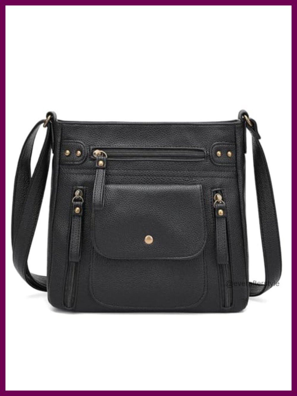 PU Leather Crossbody Bag Adjustable Sling Strap Multi Pocket Purse